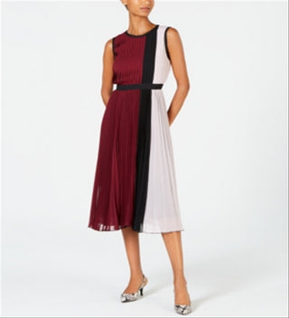 Vestido midi plissado com blocos de cores Alfani feminino, roxo, tamanho pequeno
