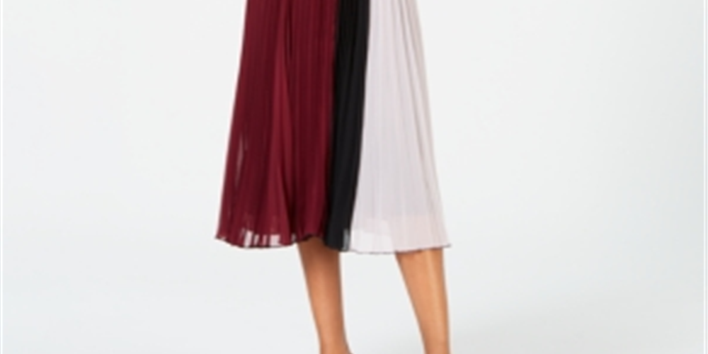 Vestido midi plissado com blocos de cores Alfani feminino, roxo, tamanho pequeno