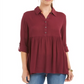 Camisa oversized feminina Style &amp; Co com mangas dobradas, vermelha, tamanho XX-G