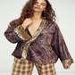 Kimono Layla Embelezado Lavado Top Marrom Tamanho Pequeno para Mulheres da Free People