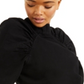 Blusa jeans feminina com zíper e manga comprida, preta, tamanho extragrande, da INC International Concepts