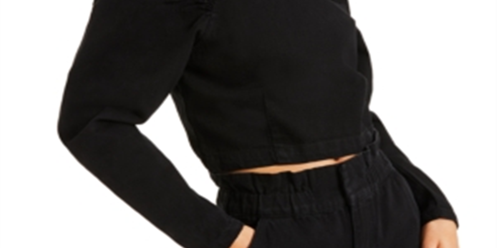 Blusa jeans feminina com zíper e manga comprida, preta, tamanho extragrande, da INC International Concepts