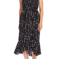 Vestido feminino Vince Camuto de chiffon com babados, preto, tamanho 12