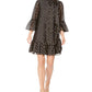 Vestido Calvin Klein Feminino com Decote Amarrado e Presilha Metálica e Bolinhas, Preto, Tamanho 6