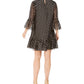 Vestido Calvin Klein Feminino com Decote Amarrado e Presilha Metálica e Bolinhas, Preto, Tamanho 6