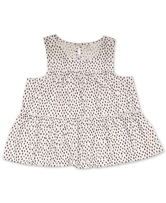 Blusa feminina sem mangas com decote em joia e bolinhas, estilo &amp; co, branca, tamanho pequeno