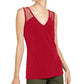 INC International Concepts Top feminino sem mangas Illusion Inset - Vermelho Tamanho -XL