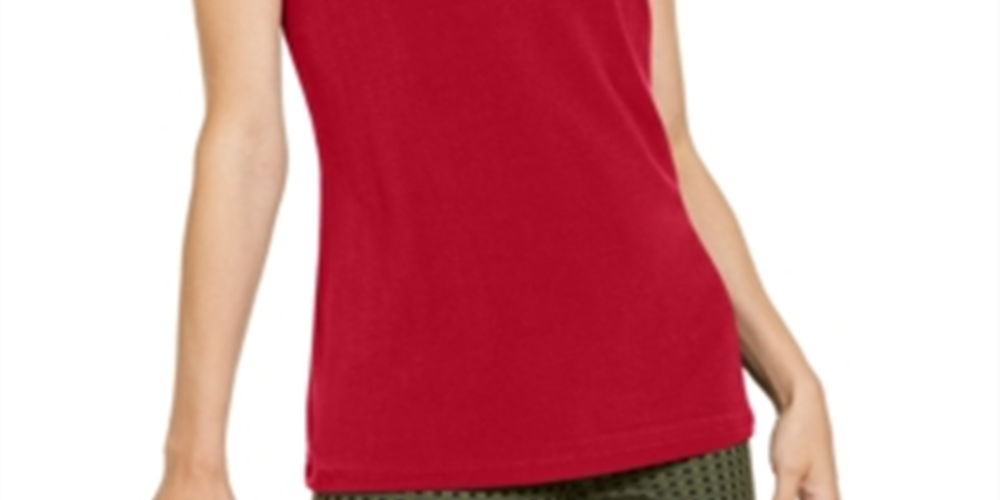 INC International Concepts Top feminino sem mangas Illusion Inset - Vermelho Tamanho -XL