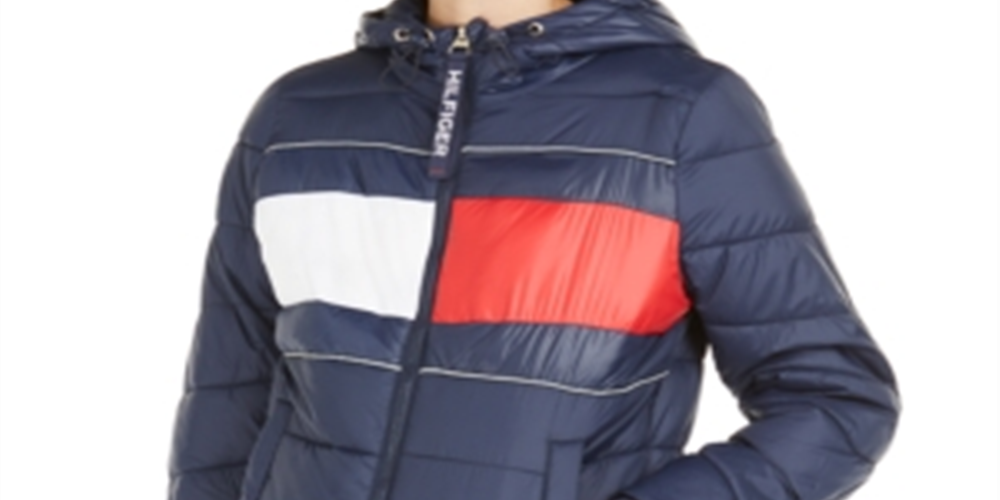 Jaqueta Tommy Hilfiger Sport Quilted Colorblocked Feminina Azul Marinho Tamanho P