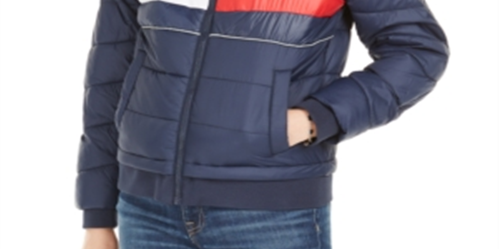 Jaqueta Tommy Hilfiger Sport Quilted Colorblocked Feminina Azul Marinho Tamanho P