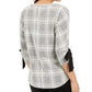 Charter Club Petite Plaid Tie-Cuff Top Preto Tamanho Petit M