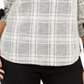 Charter Club Petite Plaid Tie-Cuff Top Preto Tamanho Petit M