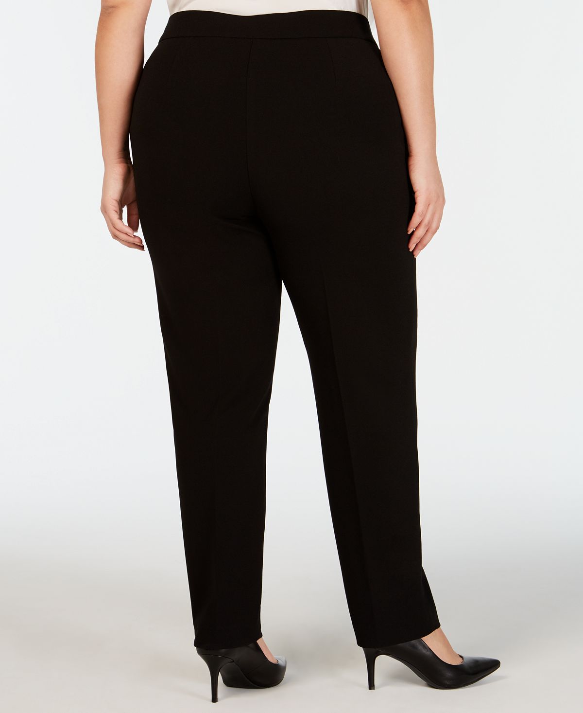 Calça Alfani Feminina Plus Size Contrast Waist Pull On Preta Tamanho 14W