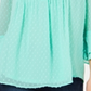 Charter Club Top feminino com babados duplos texturizados e pregas, verde, tamanho XX-G