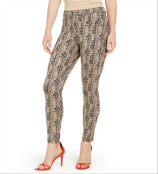 Hue Women's Python Print High Waisted Denim Leggings Brown Size M