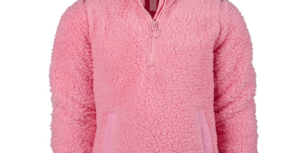 Jaqueta Ideology Big Girls Fuzzy com zíper 1/4 rosa tamanho - P 7/8