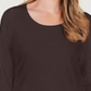Blusa feminina Karen Scott de algodão com decote redondo, marrom, tamanho pequeno e pequeno