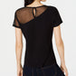Camiseta feminina com gola redonda e estampa de ilusão da INC International Concepts, preta, tamanho XS