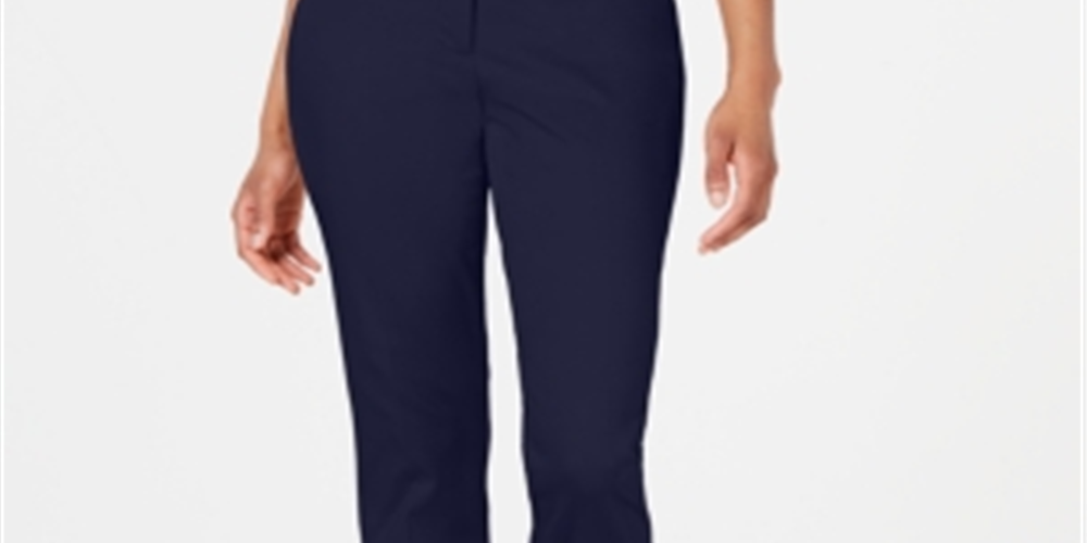 Calça feminina Tommy Hilfiger casual Sky Captain Stripe com acabamento reto, azul marinho, tamanho 6