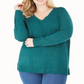 Karen Scott Suéter Feminino Plus com Gola V Verde Tamanho 0X