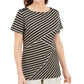 Blusa listrada assimétrica feminina Karen Scott, marrom, tamanho P