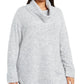Suéter feminino estilo &amp; co plus size com acabamento em malha waffle e gola alta, cinza, tamanho 0X