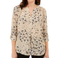 Blusa Maria com estampa floral feminina Charter Club, marrom, tamanho médio