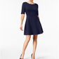 Vestido Monteau Feminino com Decote Recortado e Ajuste Flare Azul Tamanho Pequeno Grande