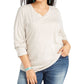 Top plus size feminino estilo &amp; co com decote em V, bege, tamanho 1X