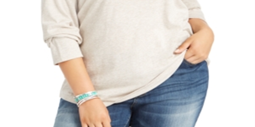 Top plus size feminino estilo &amp; co com decote em V, bege, tamanho 1X