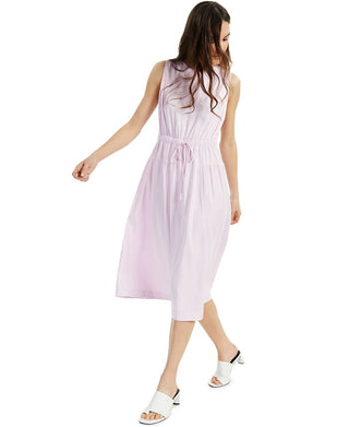 Vestido feminino Alfani com cordão na cintura, sem mangas, gola redonda, ajuste MIDI, tamanho grande, roxo
