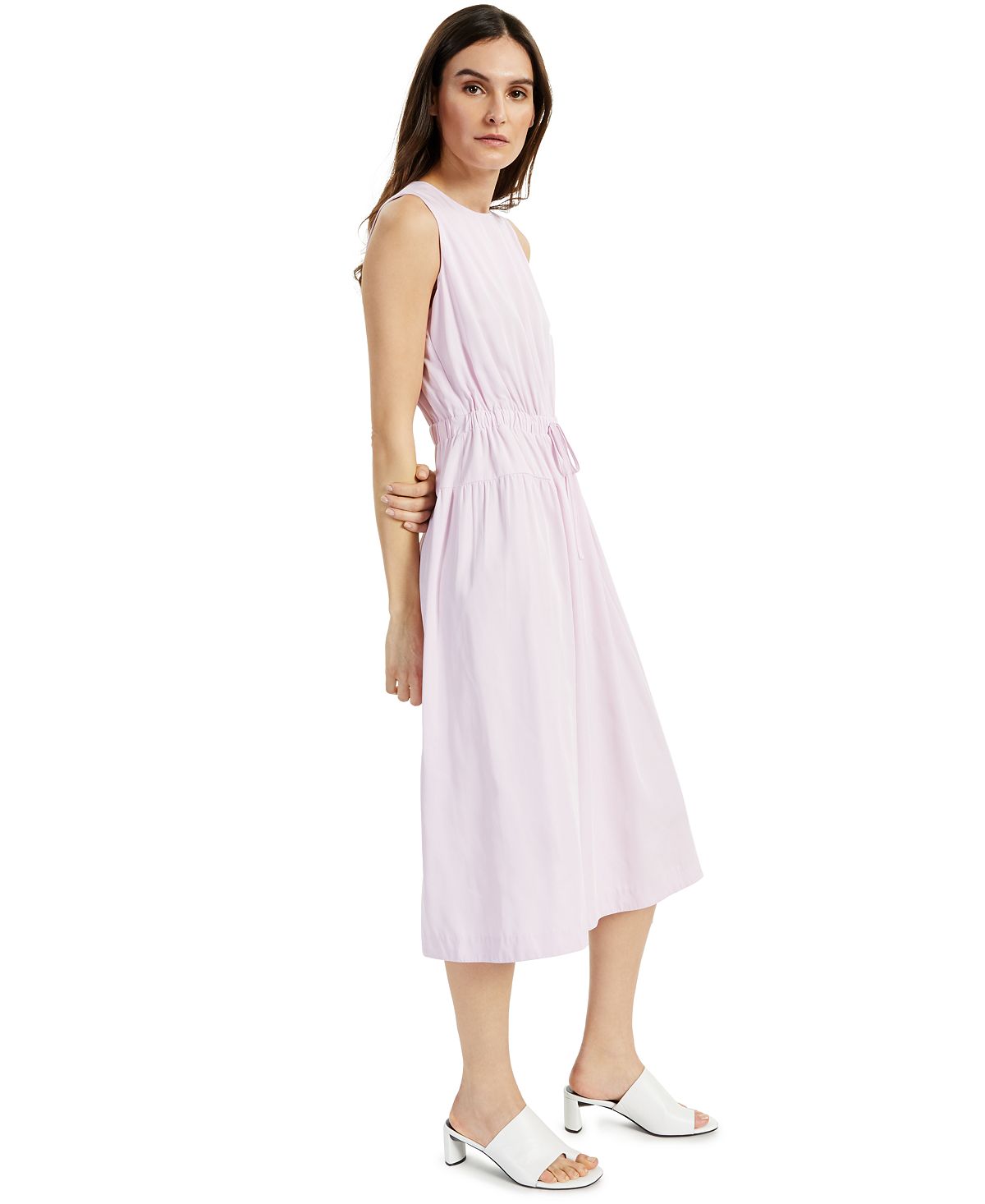 Vestido feminino Alfani com cordão na cintura, sem mangas, gola redonda, ajuste MIDI, tamanho grande, roxo