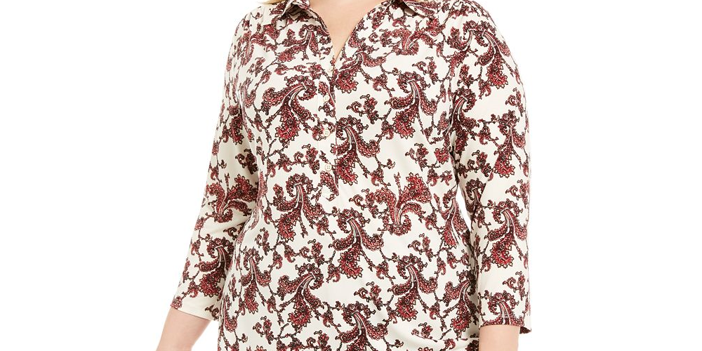 Camisa polo feminina Charter Club Plus, branca, tamanho 3XL