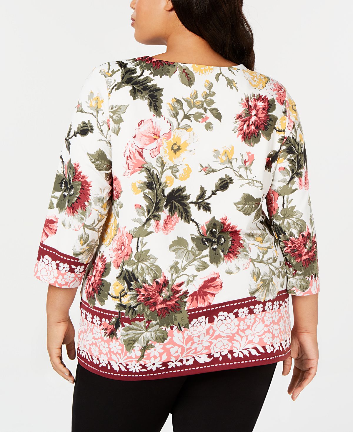 Charter Club Feminino Plus Size V Neck Garden Top Branco Tamanho 0X