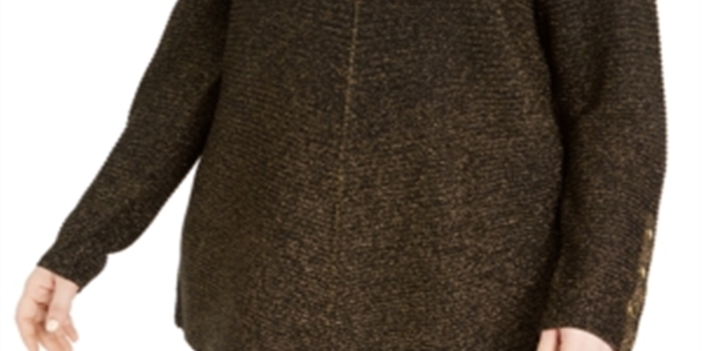 Suéter túnica feminino Alfani Plus com nervuras metálicas, preto, tamanho 0X