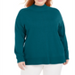 Karen Scott Suéter Feminino Plus Cotton com Gola Simulada Azul Tamanho 2XL