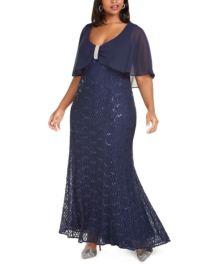 Vestido Capelet Plus Size Feminino R &amp; M Richards Preto Tamanho 2
