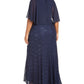 Vestido Capelet Plus Size Feminino R &amp; M Richards Preto Tamanho 2