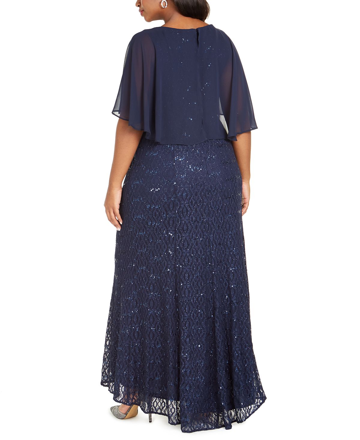 Vestido Capelet Plus Size Feminino R &amp; M Richards Preto Tamanho 2