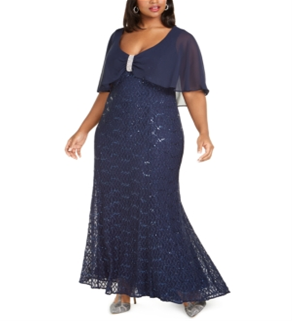 Vestido Capelet Plus Size Feminino R &amp; M Richards Preto Tamanho 2
