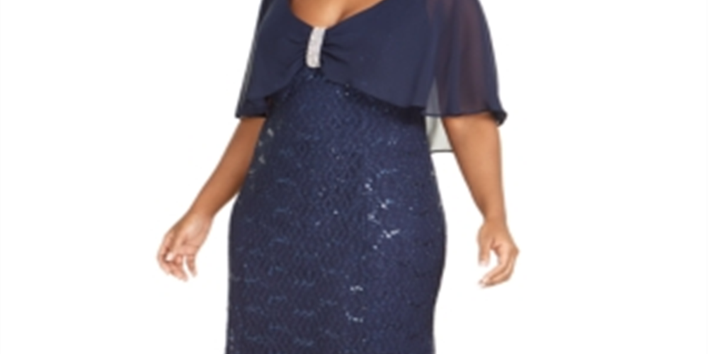 Vestido Capelet Plus Size Feminino R &amp; M Richards Preto Tamanho 2