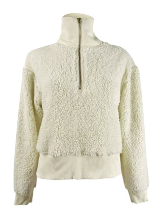 Suéter Derek Heart Junior Half Zip com gola alta, branco, tamanho médio