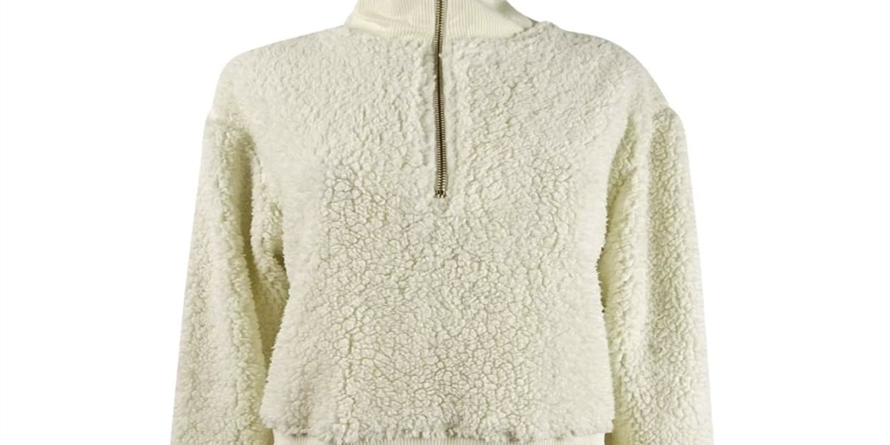 Suéter Derek Heart Junior Half Zip com gola alta, branco, tamanho médio