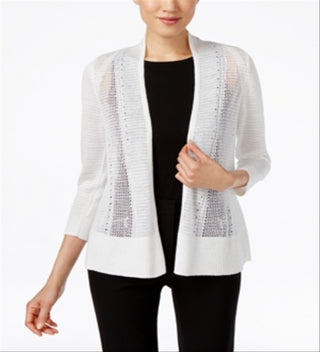 Cardigan Alfani Feminino Novelty Stitch Branco Tamanho Grande