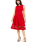 Vestido Calvin Klein Feminino Illusion Trim Fit Flare Vermelho Tamanho 14
