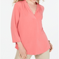 Blusa feminina Charter Club manga comprida gola V rosa tamanho pequeno