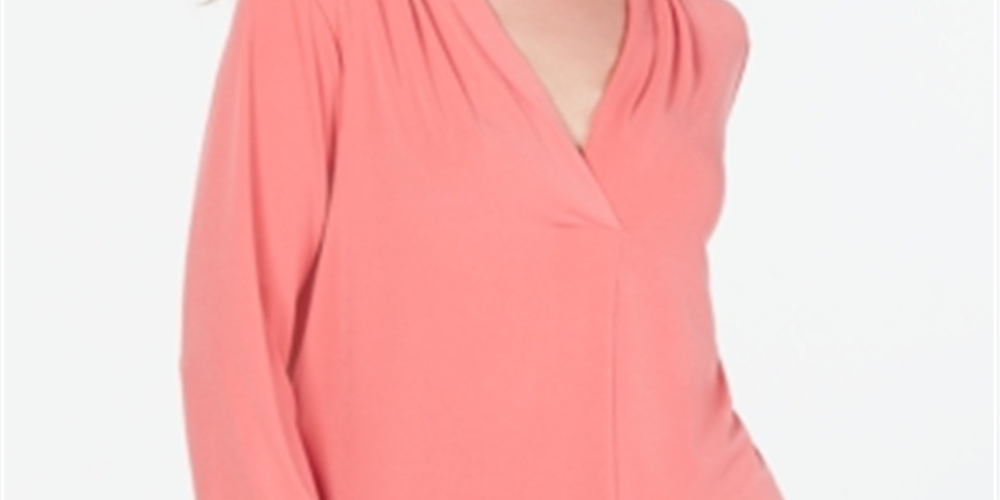 Blusa feminina Charter Club manga comprida gola V rosa tamanho pequeno