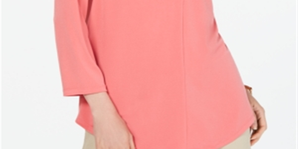 Blusa feminina Charter Club manga comprida gola V rosa tamanho pequeno