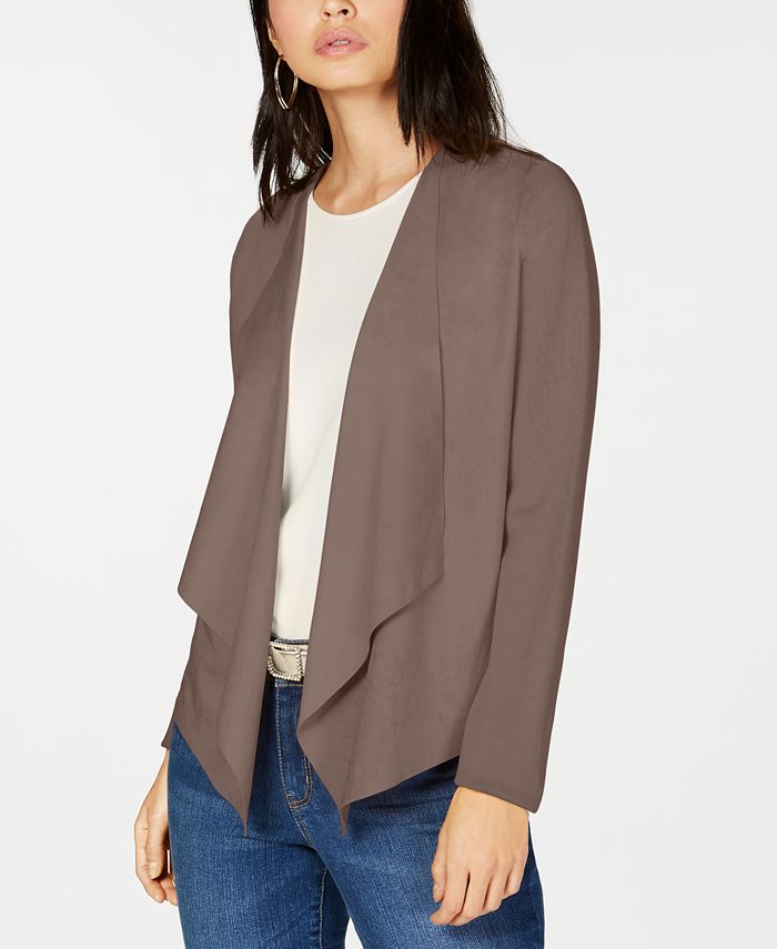Cardigan feminino de malha com frente aberta INC, marrom, tamanho GG