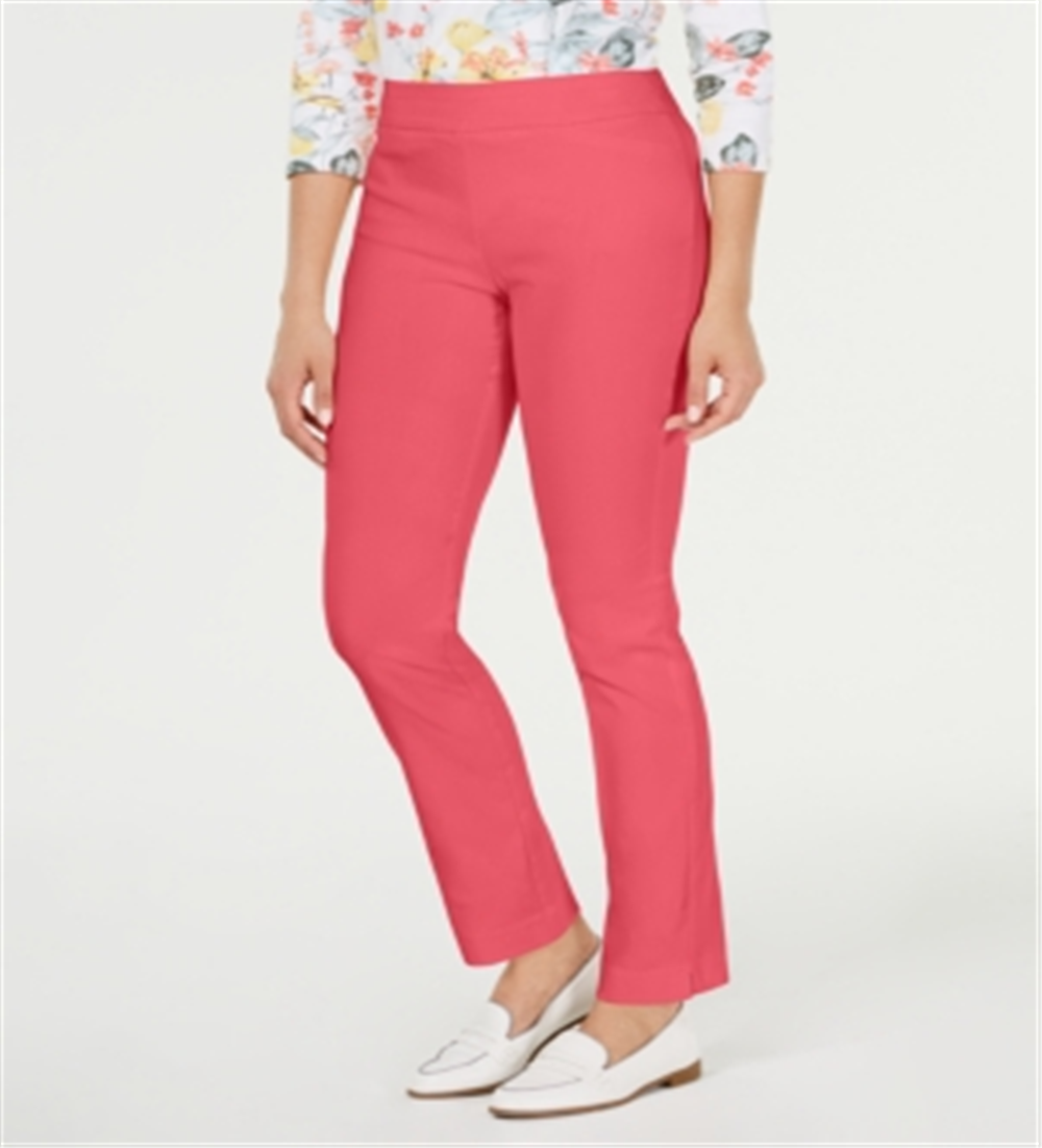 Calças femininas Charter Club Cambridge Skinny Pull-on com controle de barriga, rosa, tamanho 14